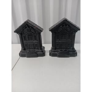 Vtg Bookends Colonial House Building Eagle Philadelphia Boston 1776 Patriot USA